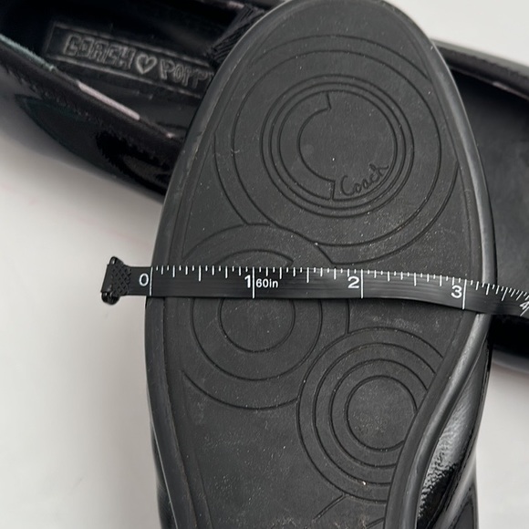 Coach Poppy Caper black patent leather ballet flats with ribbon gunmetal detail - Picture 9 of 12